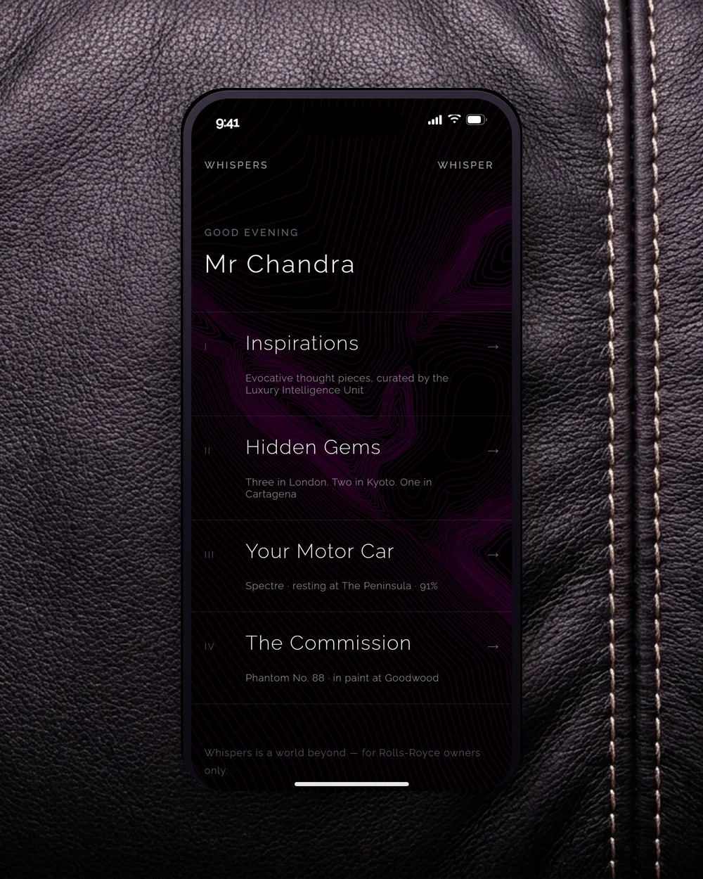 Whispers, the members-only app for Rolls-Royce owners